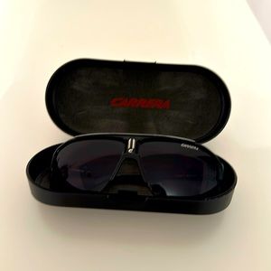 Carrera black aviator glasses.